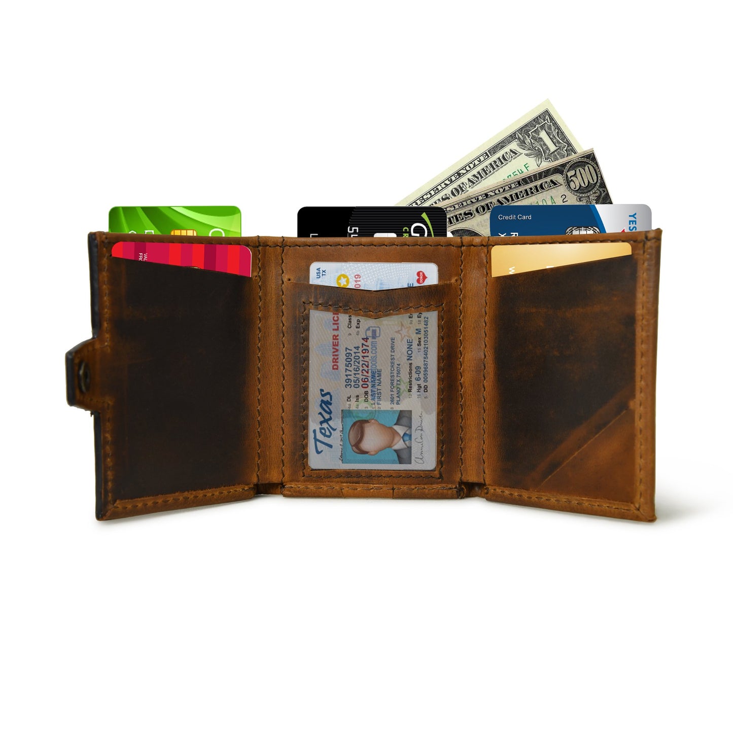 Full Grain Leather Trifold Wallet for Men