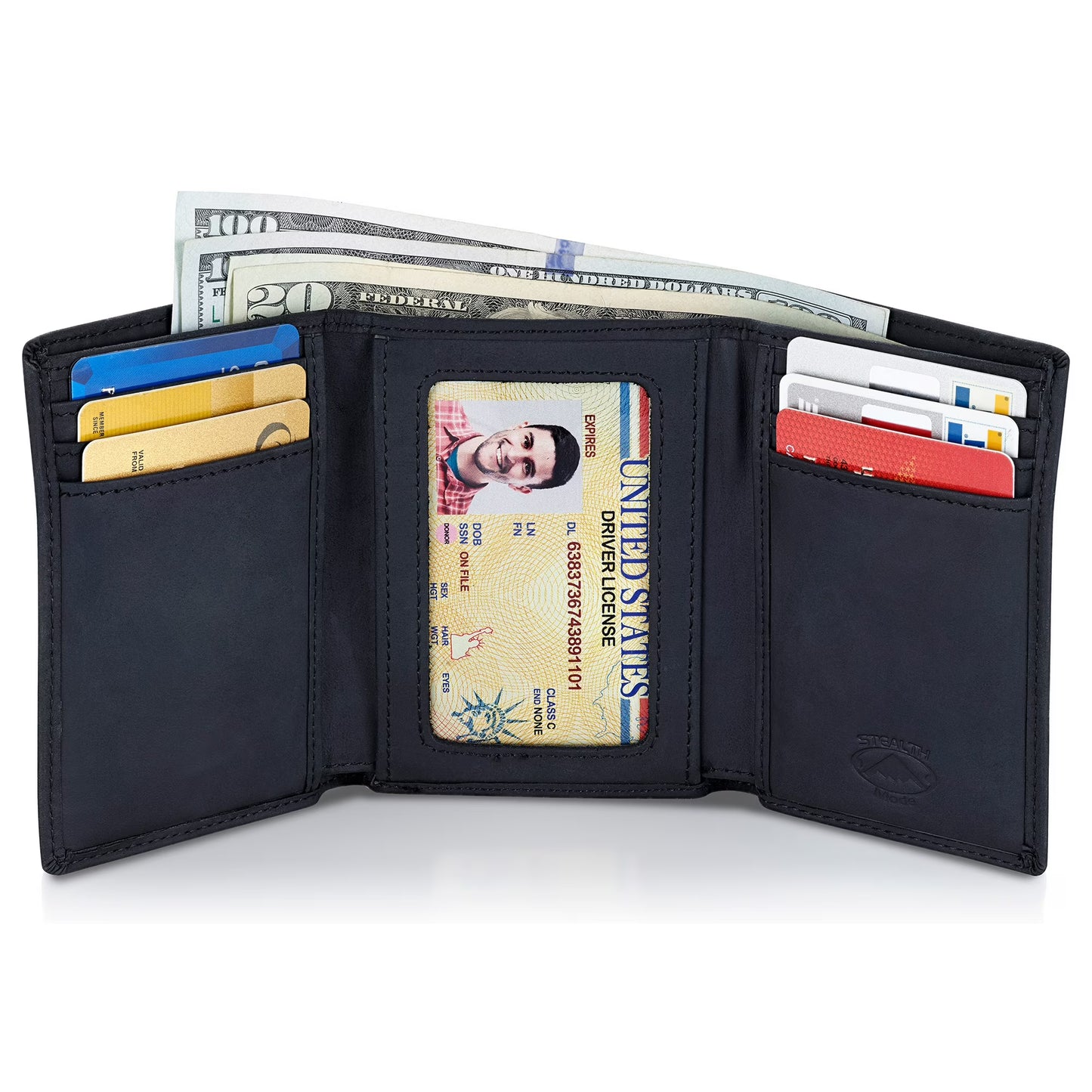 Stealth Mode Trifold RFID Blocking Leather Wallet for Men