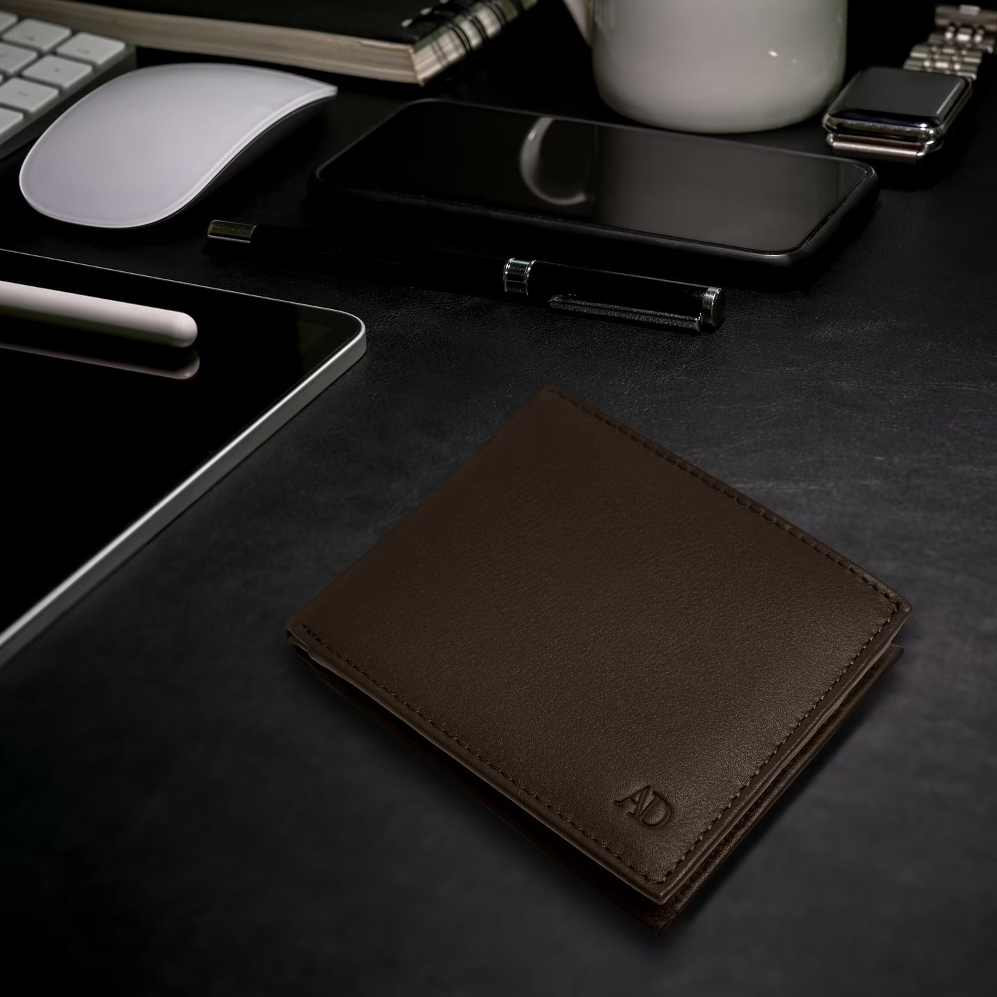 Genuine Leather Slim Bifold Wallet for Men with RFID Blocking