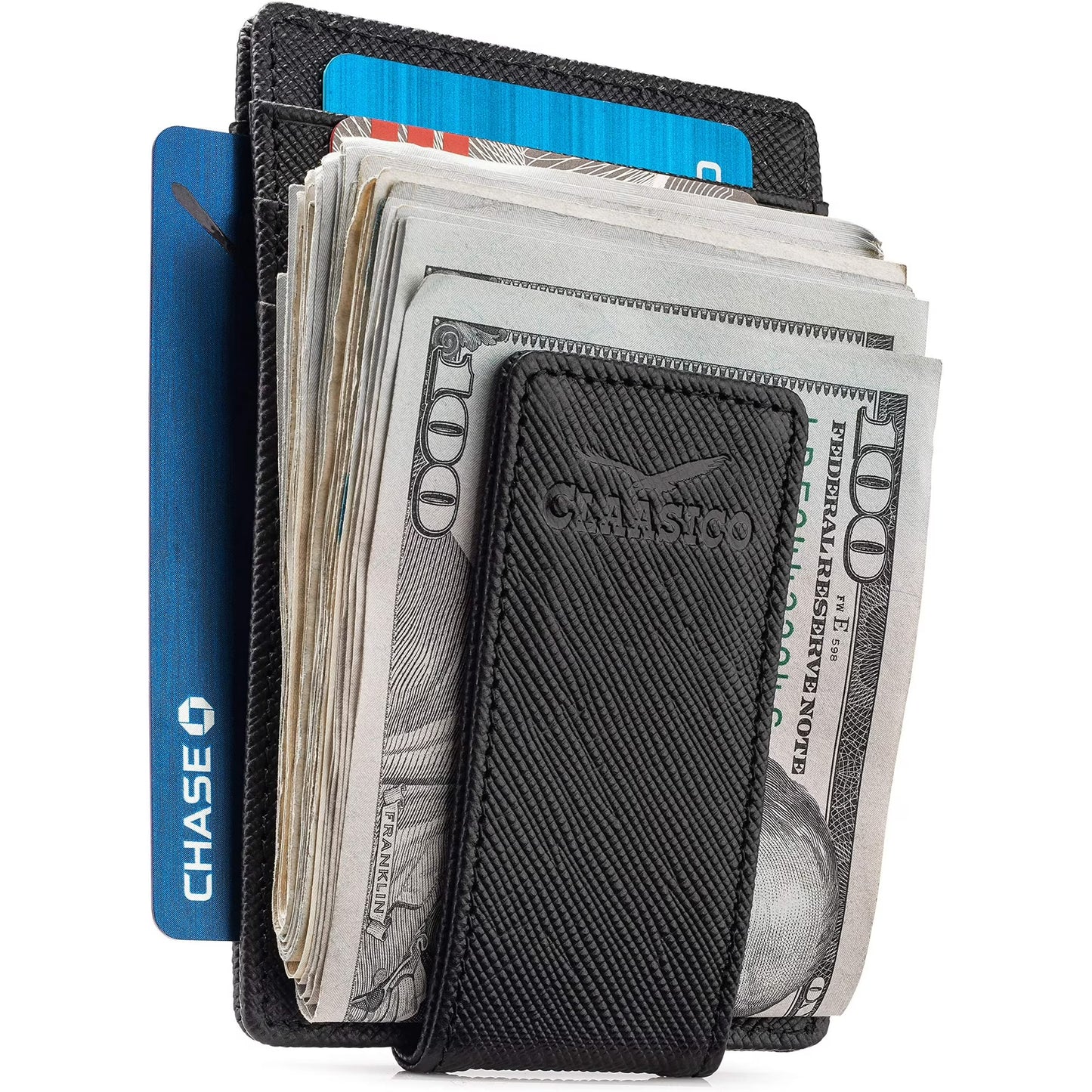 Leather Money Clip Wallet for Men with RFID Blocking