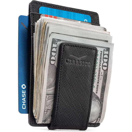 Leather Money Clip Wallet for Men with RFID Blocking