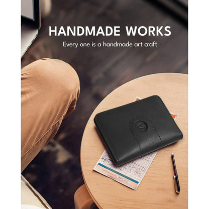 Fairwin Genuine Leather Passport Holder with AirTag Slot