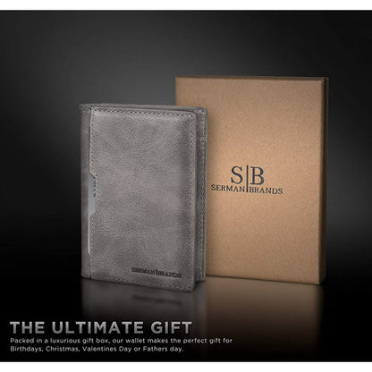 Serman Brands Slim RFID Blocking Leather Wallet for Men