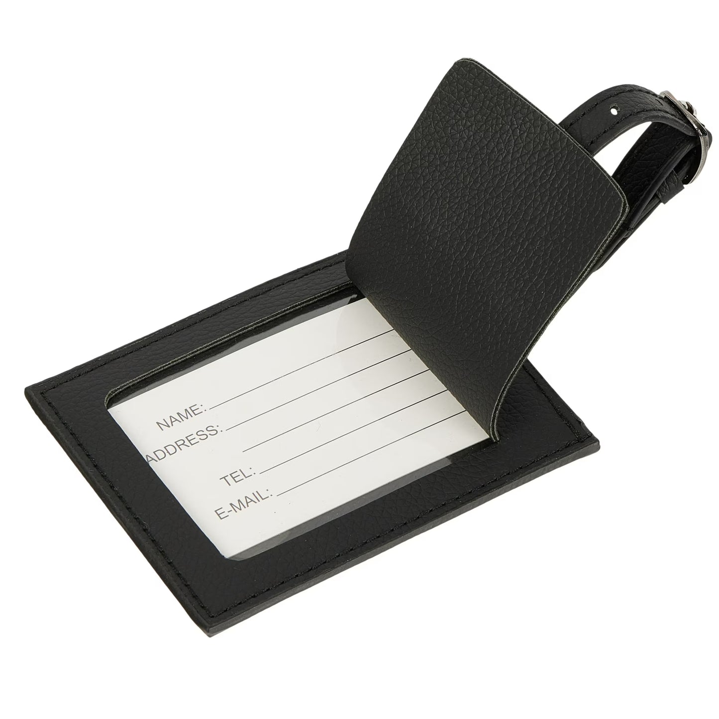 Protégé Faux Pebble Leather Luggage Tag with Privacy Cover