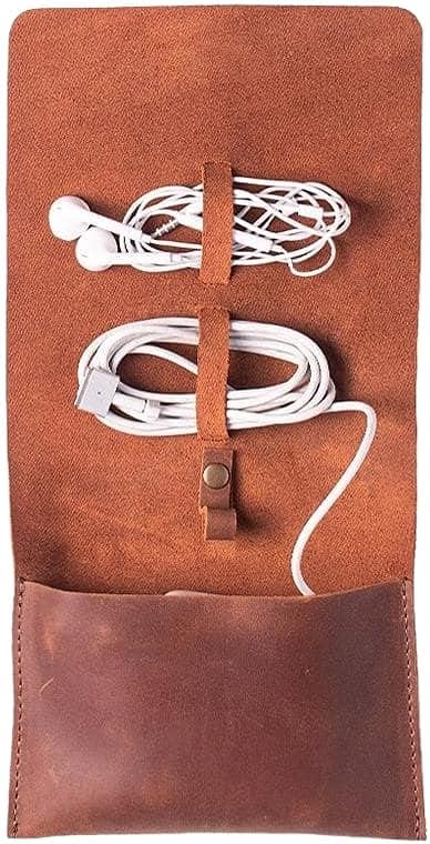 INCARNE Weekend Leather Cable Organizer Travel Bag