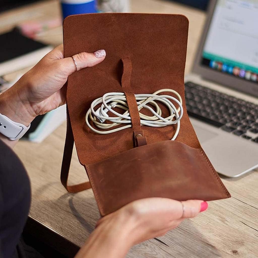 INCARNE Weekend Leather Cable Organizer Travel Bag