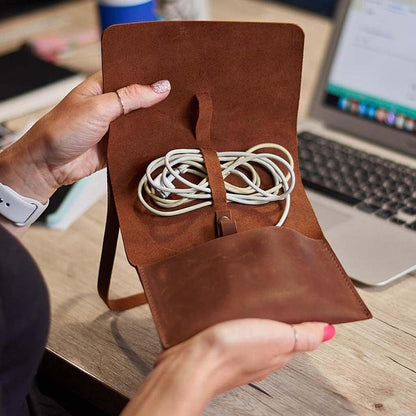 INCARNE Weekend Leather Cable Organizer Travel Bag