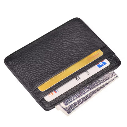 Slim Minimalist Leather Front Pocket Wallet with ID Window