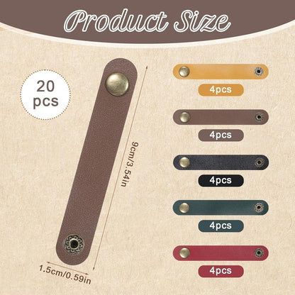 20-Piece PU Leather Cable Organizer Set (Multicolor)