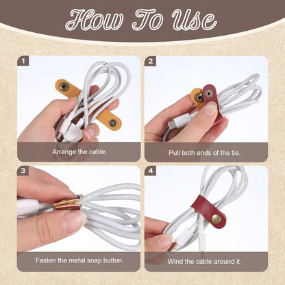 20-Piece PU Leather Cable Organizer Set (Multicolor)
