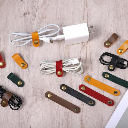 20-Piece PU Leather Cable Organizer Set (Multicolor)