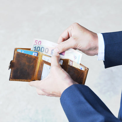 Full Grain Leather Trifold Wallet for Men