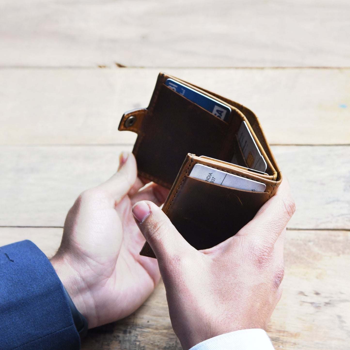 Full Grain Leather Trifold Wallet for Men