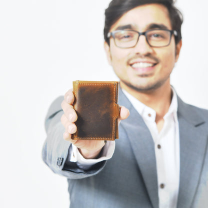 Full Grain Leather Trifold Wallet for Men