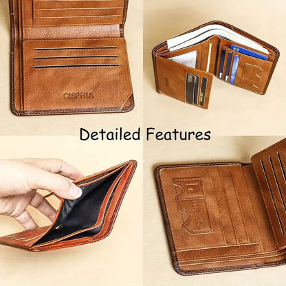 SUWU Genuine Leather RFID Wallet for Men