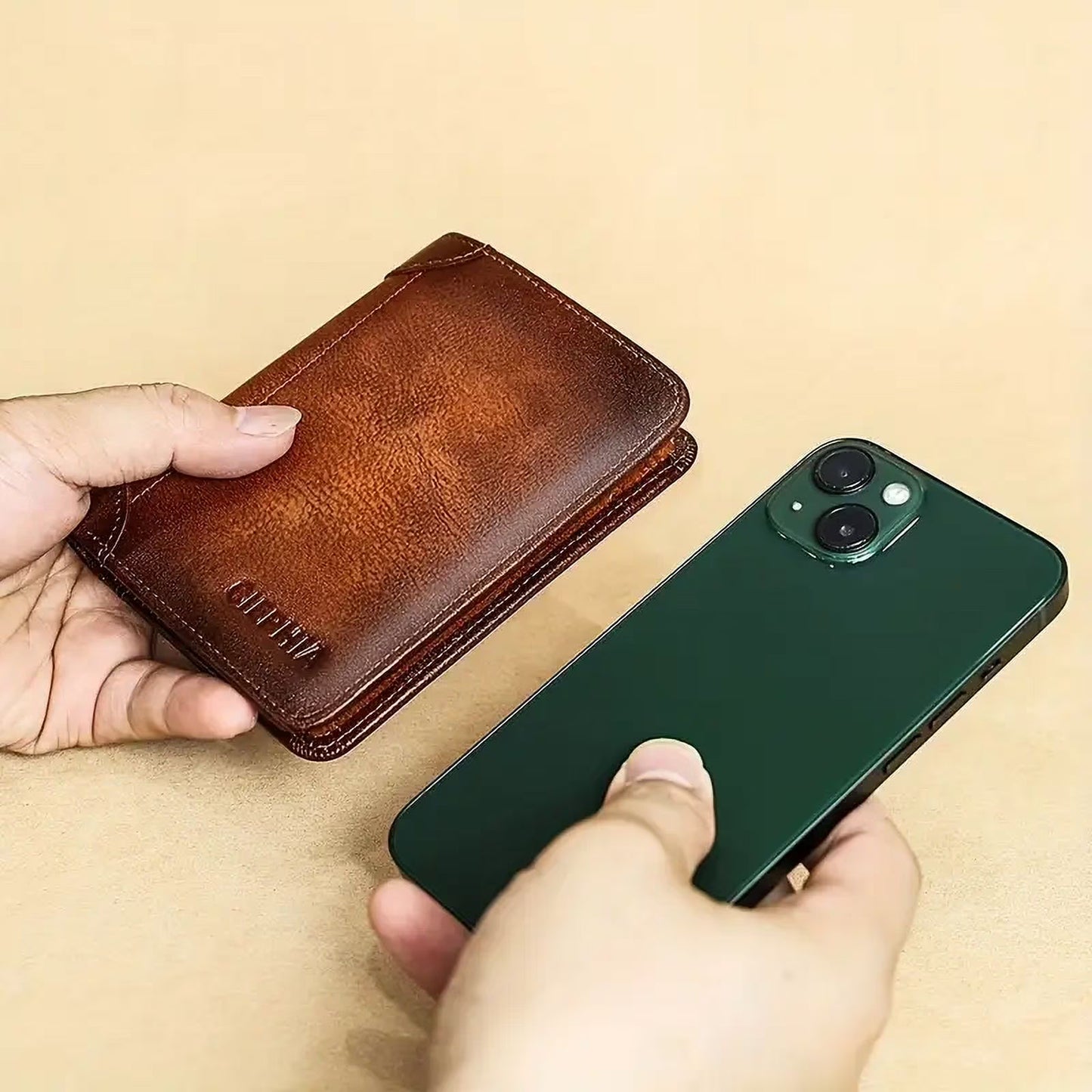 SUWU Genuine Leather RFID Wallet for Men