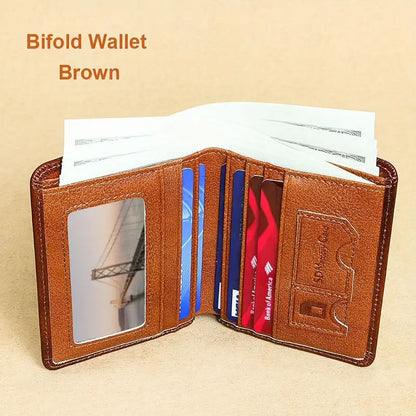 SUWU Genuine Leather RFID Wallet for Men