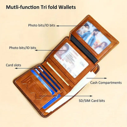SUWU Genuine Leather RFID Wallet for Men