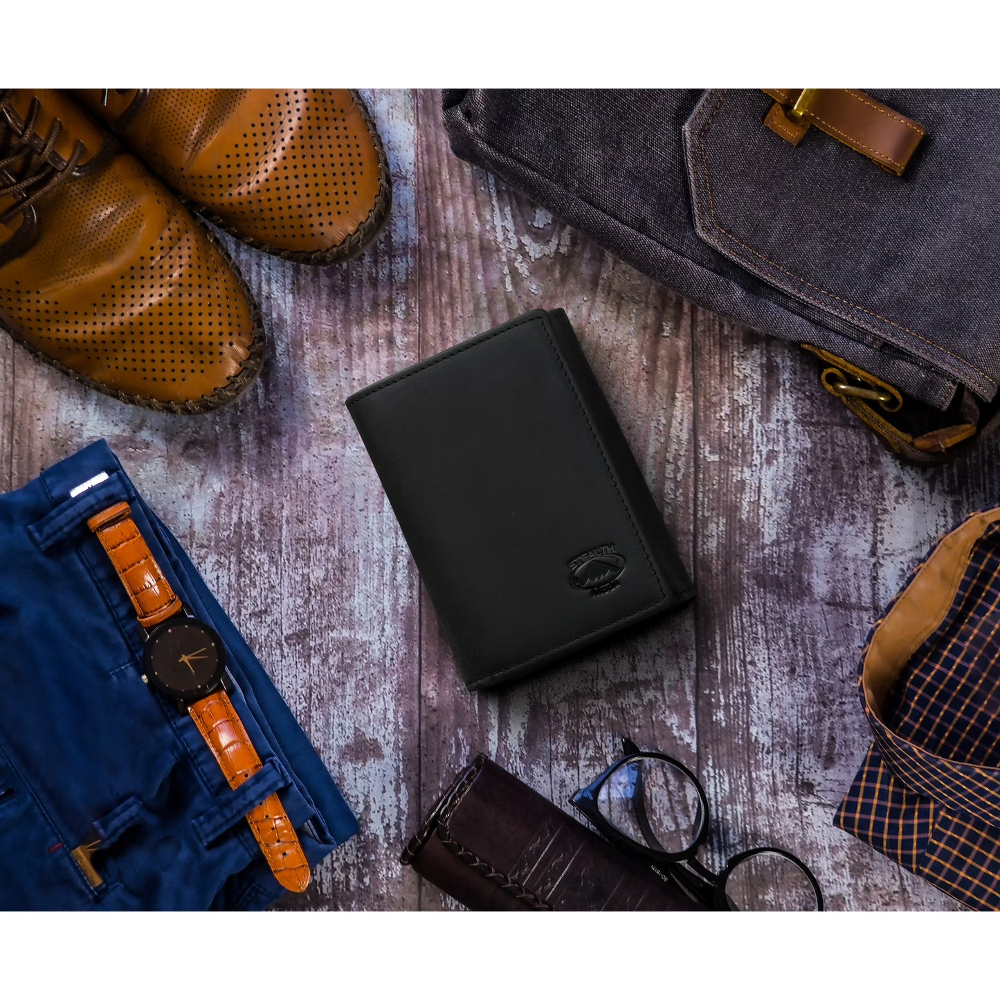 Stealth Mode Trifold RFID Blocking Leather Wallet for Men