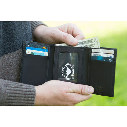 Stealth Mode Trifold RFID Blocking Leather Wallet for Men