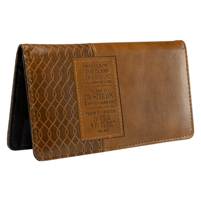 Christian Art Gifts Vegan Leather Checkbook Cover with Scripture Design